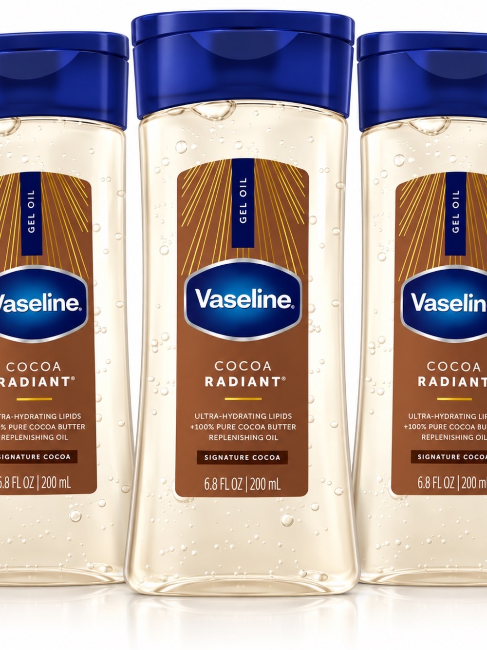Vaseline Cocoa Radiant Gel Oil Body Moisturizer 3-Pack